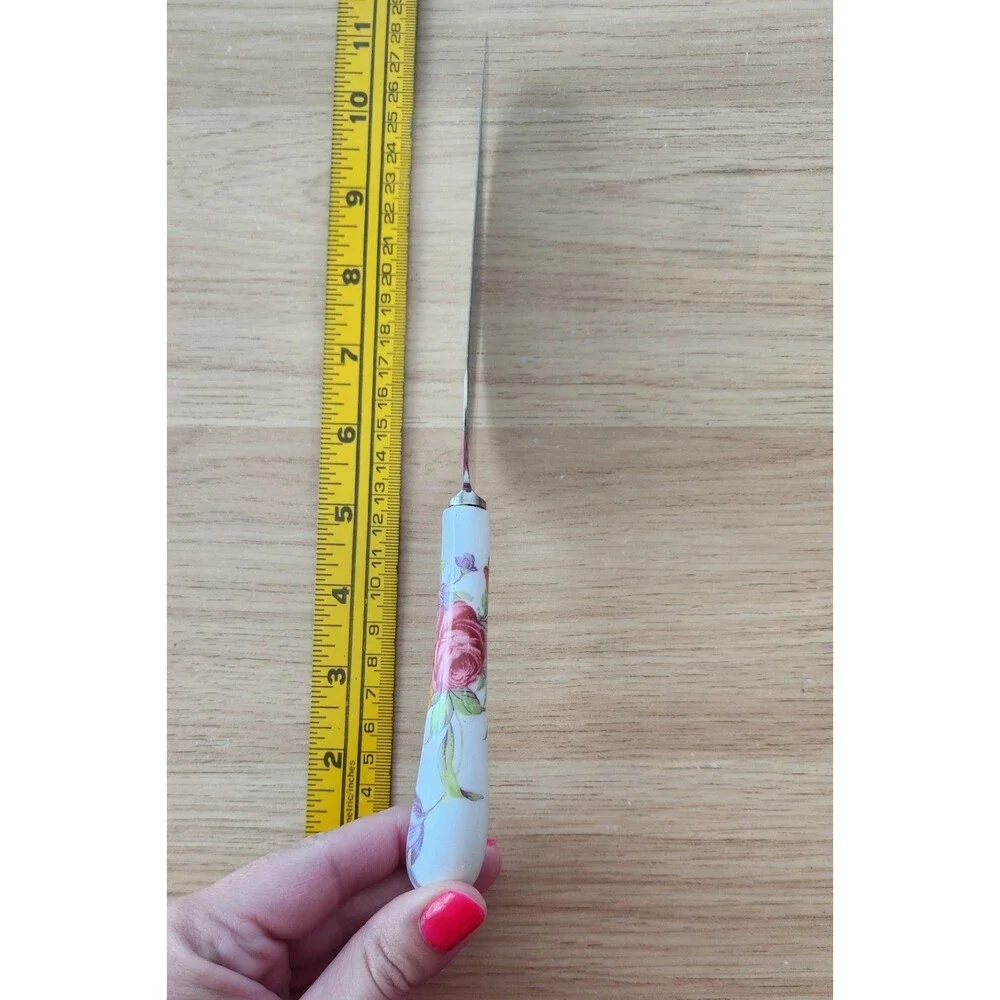 Vintage Judson Sheffield England Cake Server Floral Porcelain Handle Stainless